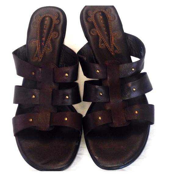 Size 8.5 Truflex Dark Brown Leather Wedge Shoes - Picture 1 of 8